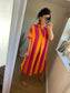 Striped Tunic Dress - Orange/Pink