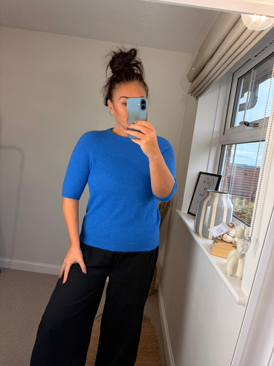 Crop Sleeve Jumper - Blue