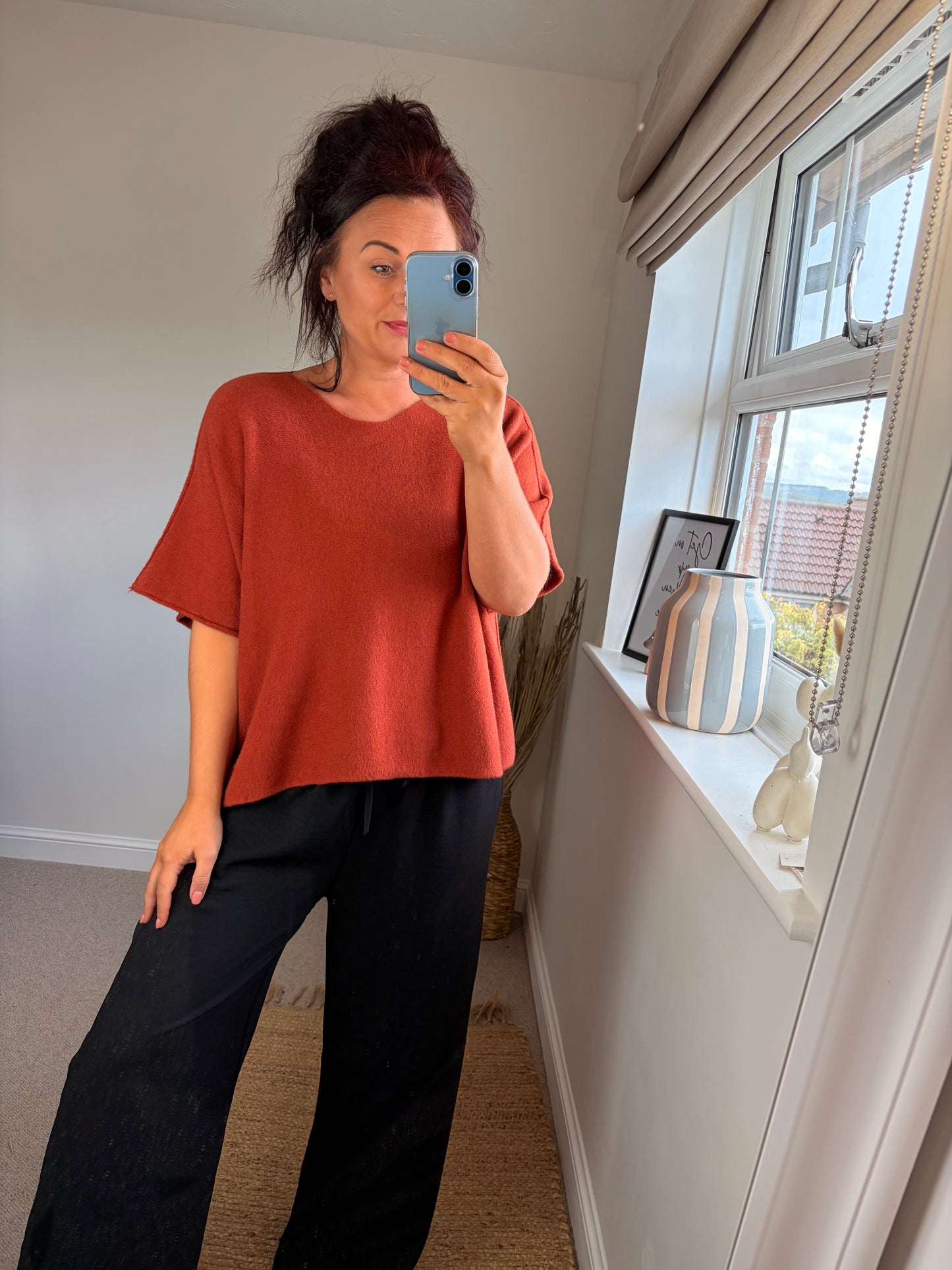 Boxy Short Sleeve Jumper - Rust