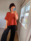 Boxy Short Sleeve Jumper - Rust