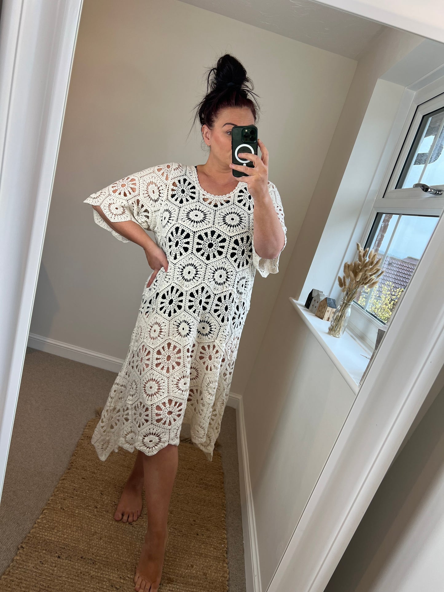 Crochet Beach Dress - Beige