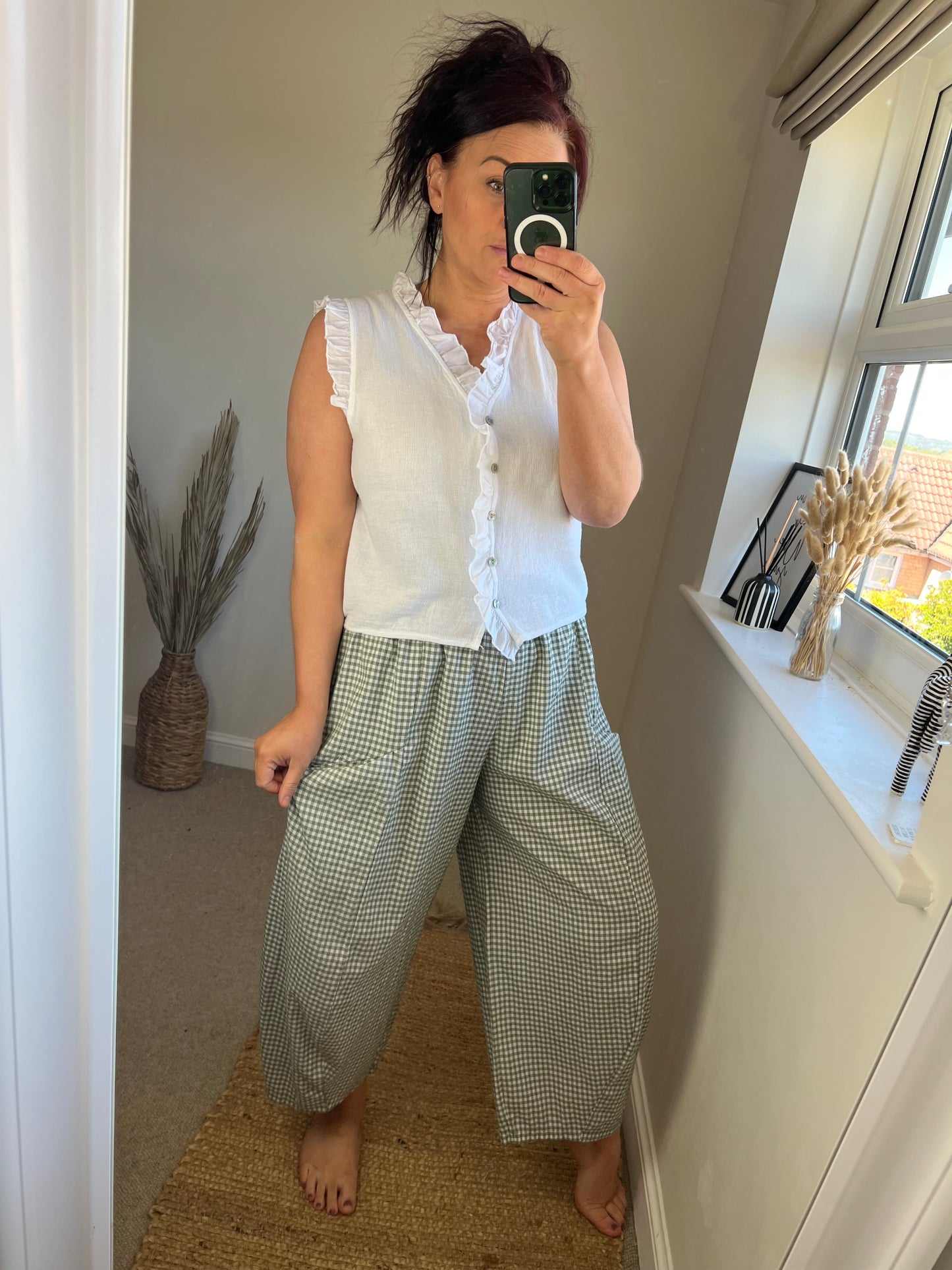 Linen Frill Top - White