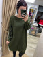 Chunky Knit Leopard Tunic Jumper - Khaki