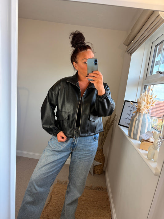 Faux Leather Jacket - Black