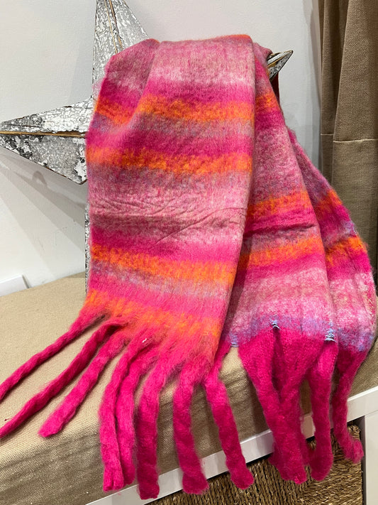 Blanket Scarf - Pink Stripe