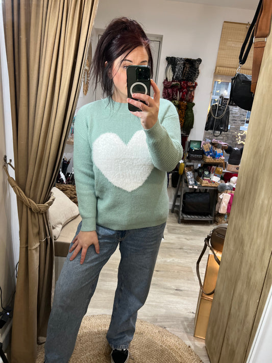 Heart Jumper - Mint