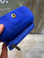 Suede Leather Purse - Leopard Cobalt