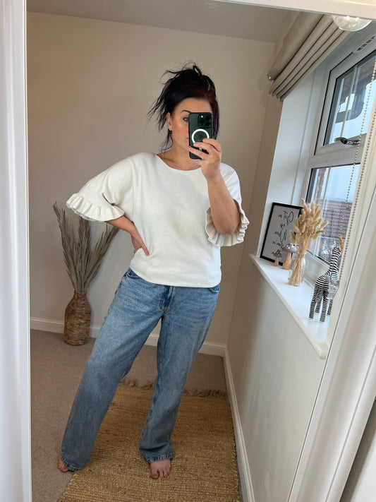 Flute Sleeve Jumper - Cream