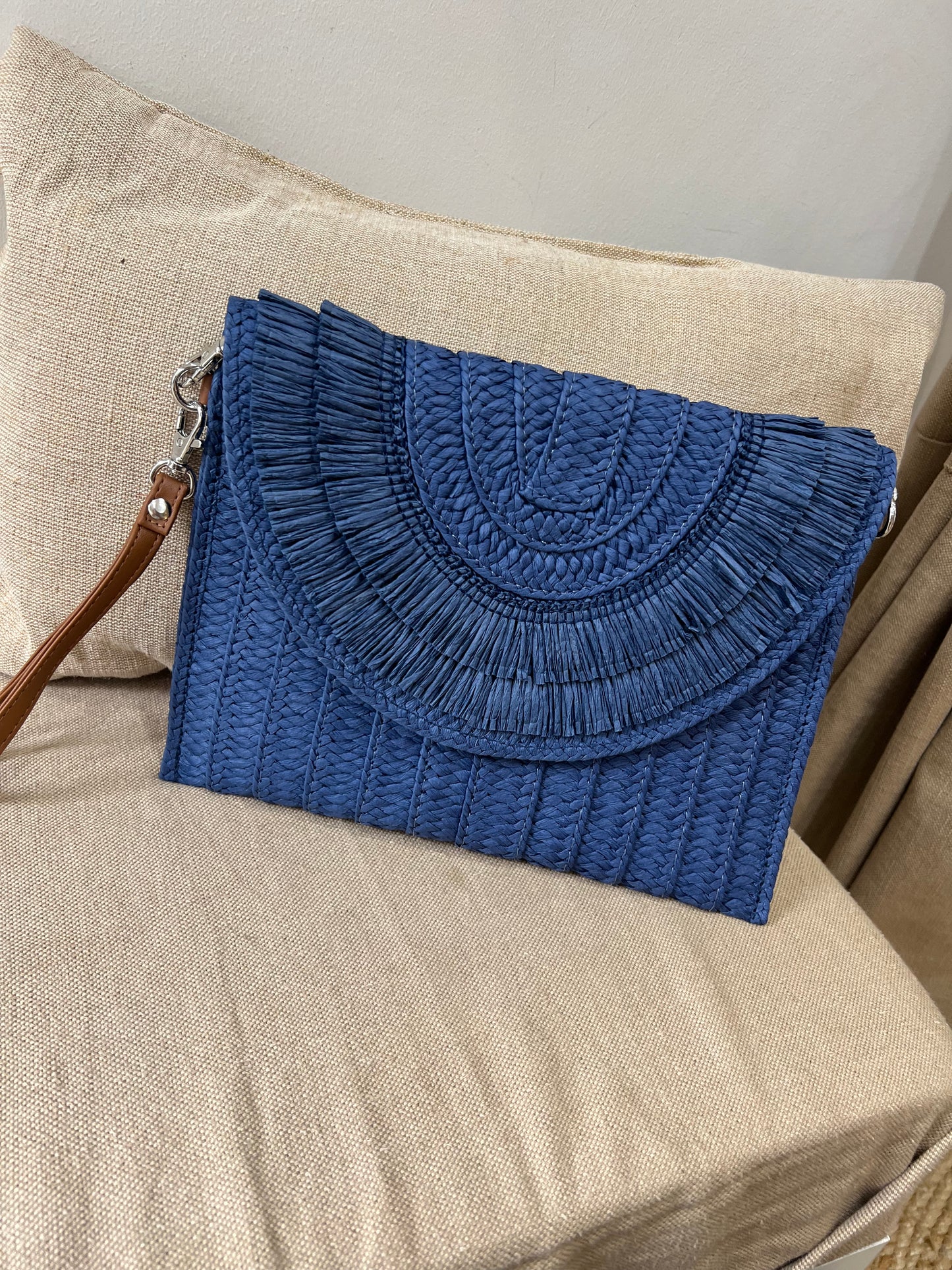 Straw Bag (Clutch/Crossbody) - Navy