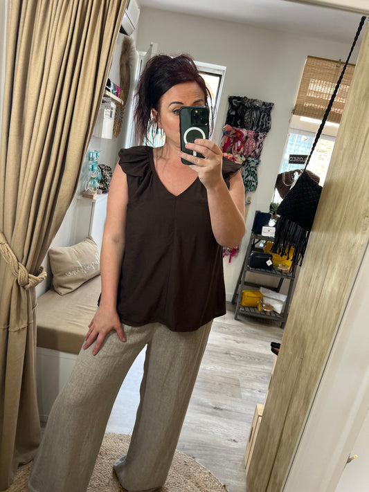 Tie Back Top - Chocolate