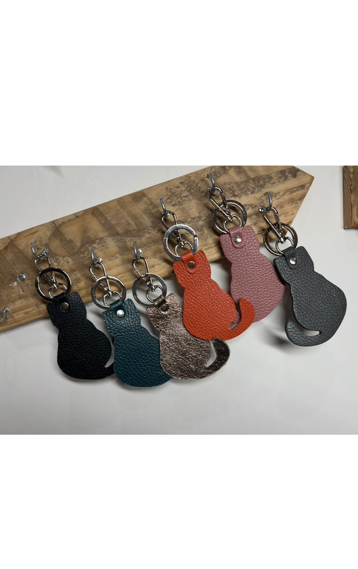 Leather Cat Keyring