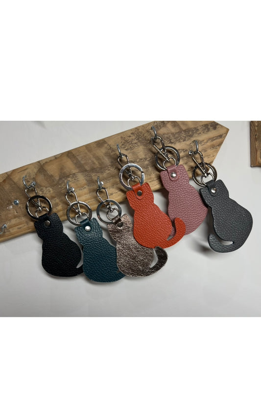 Leather Cat Keyring