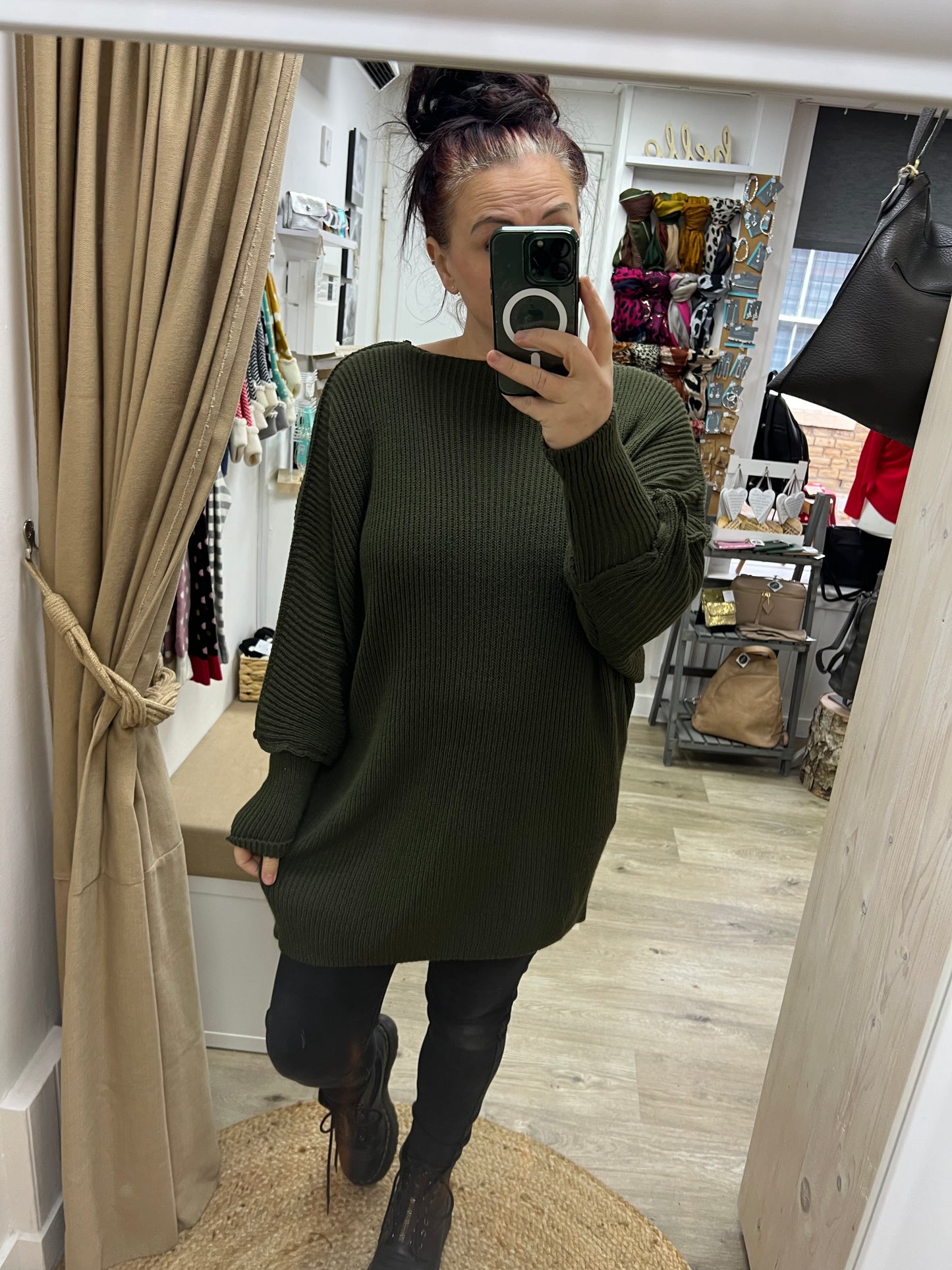 Ribber Tunic Jumper - Khaki