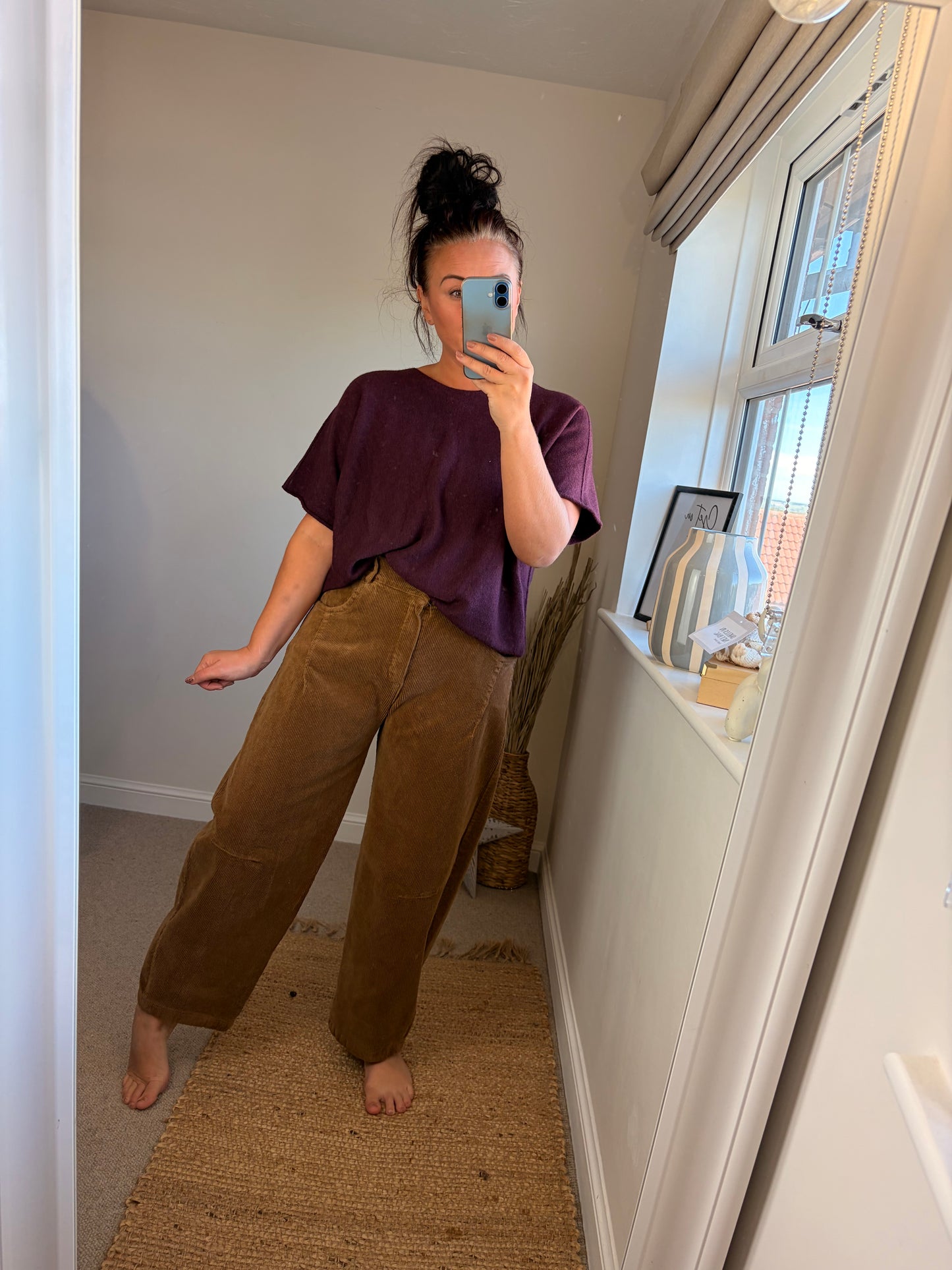 Jumbo Cord Barrel Leg Trousers - Camel (2 sizes)