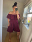 Shirred Waist Playsuit - Wine