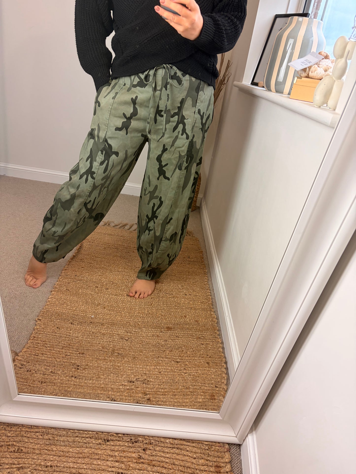 Camo Barrel Leg Trousers