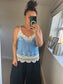 Crochet Cami Top - Blue