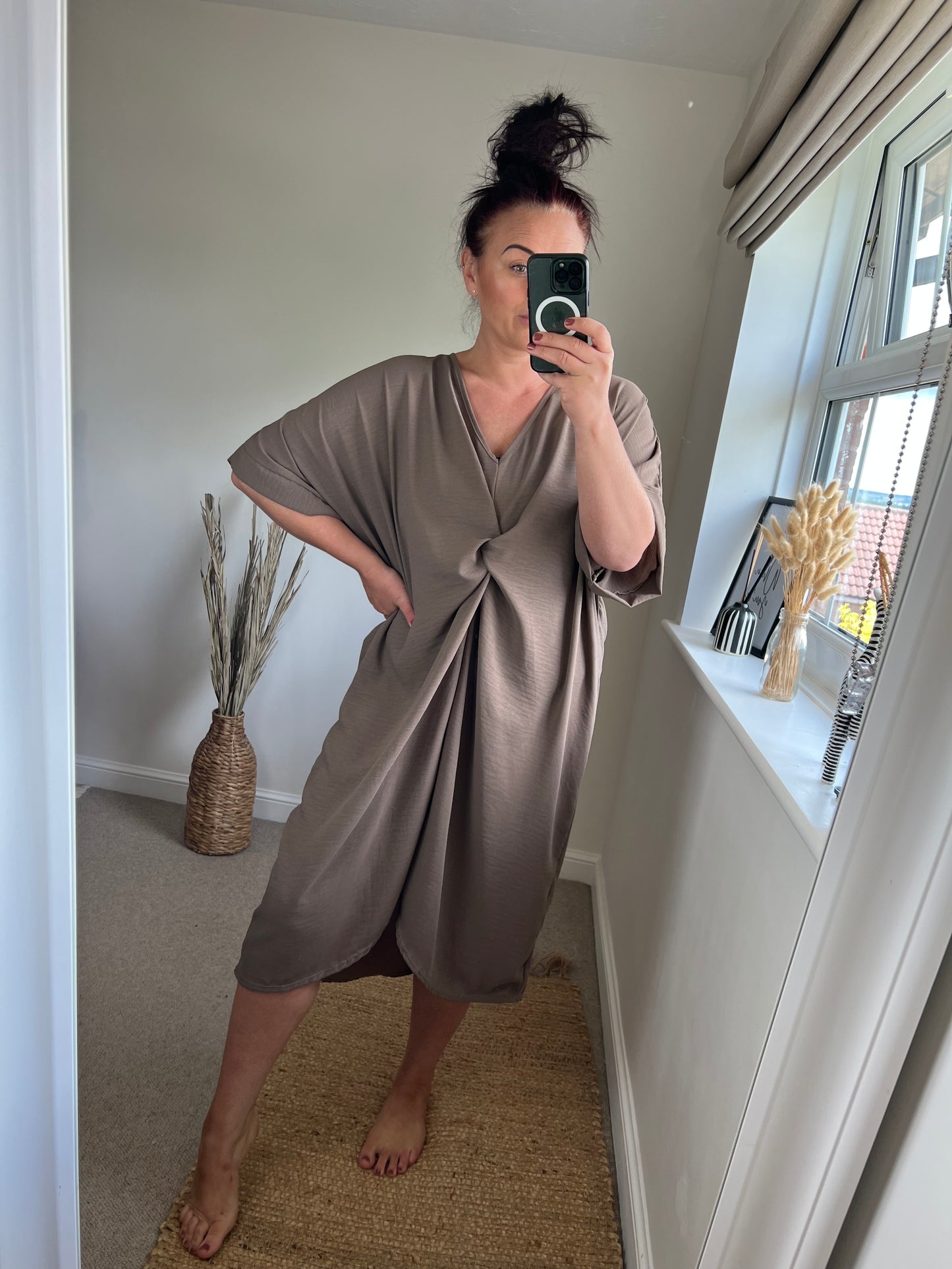 Twist Front Dress - Mocha