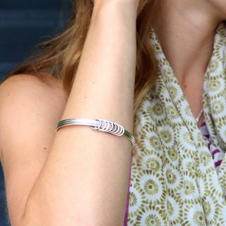 Peace Of Mind - Silver Plated Triple Bangle with Metallic Hoops