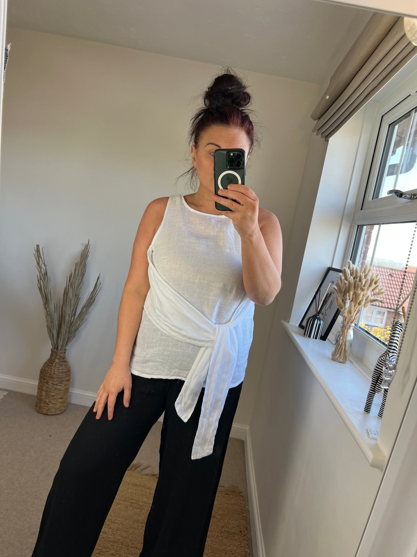 Linen Toe Top - White