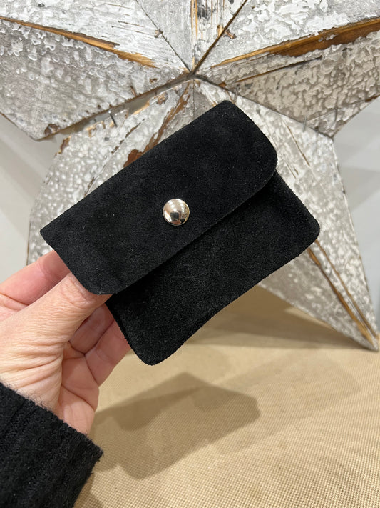 Leather Purse - Suede Black
