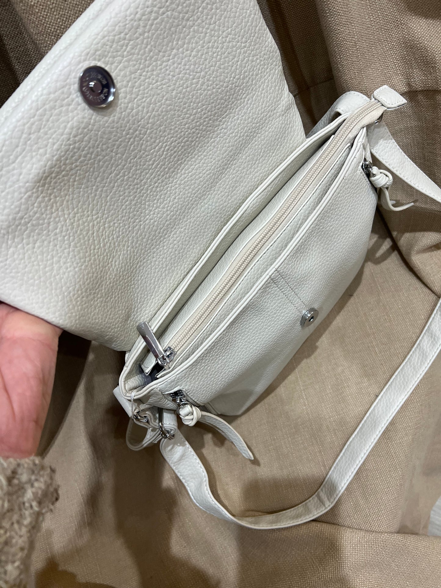 Fold Over Crossbody Bag - Cream