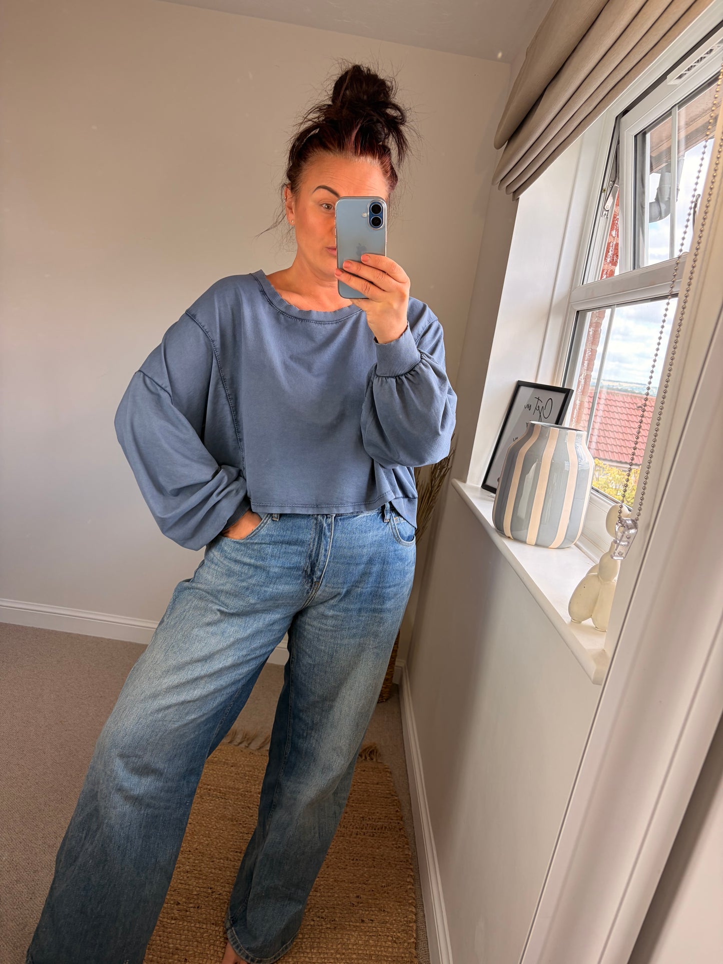 Acid Wash Sweatshirt - Denim Blue