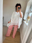 Cotton Stripe Trousers - Coral