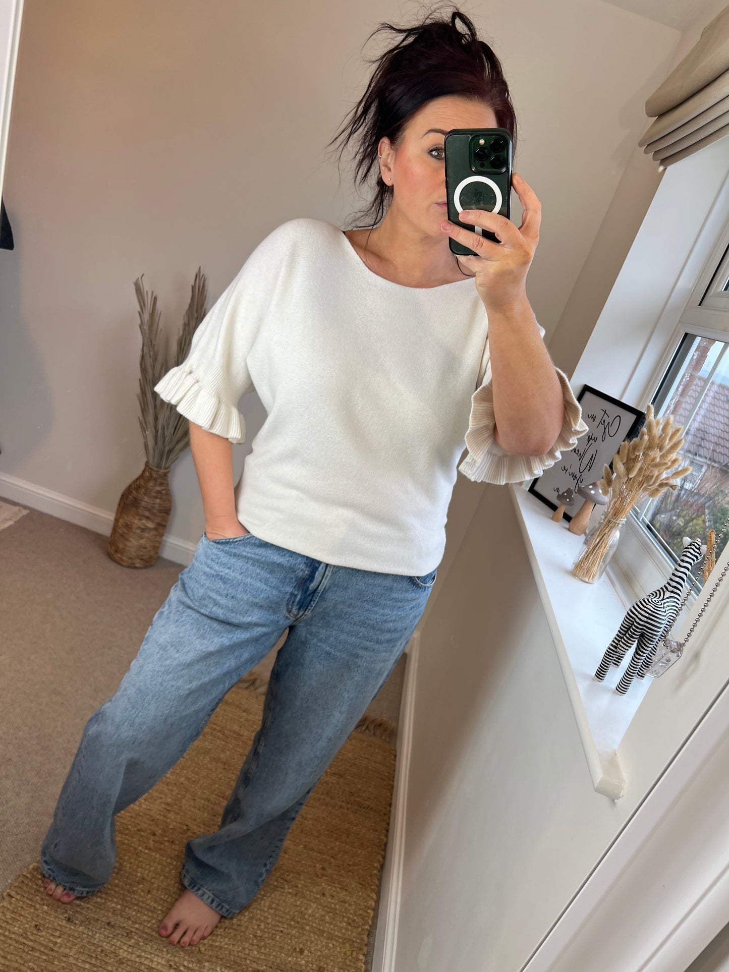 Flute Sleeve Jumper - Cream