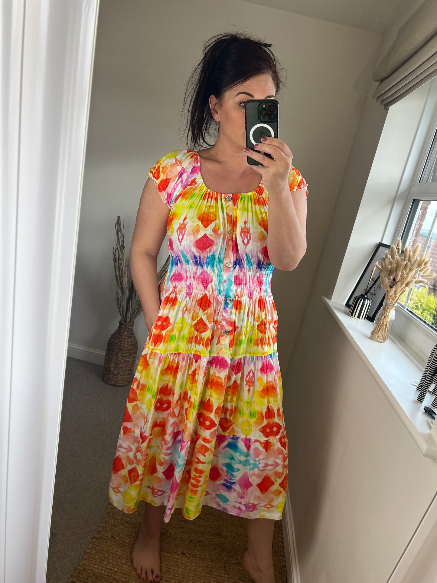 STEVIE Midi Button Dress - Yellow