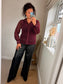 Faux Leather Seam Trousers - Black