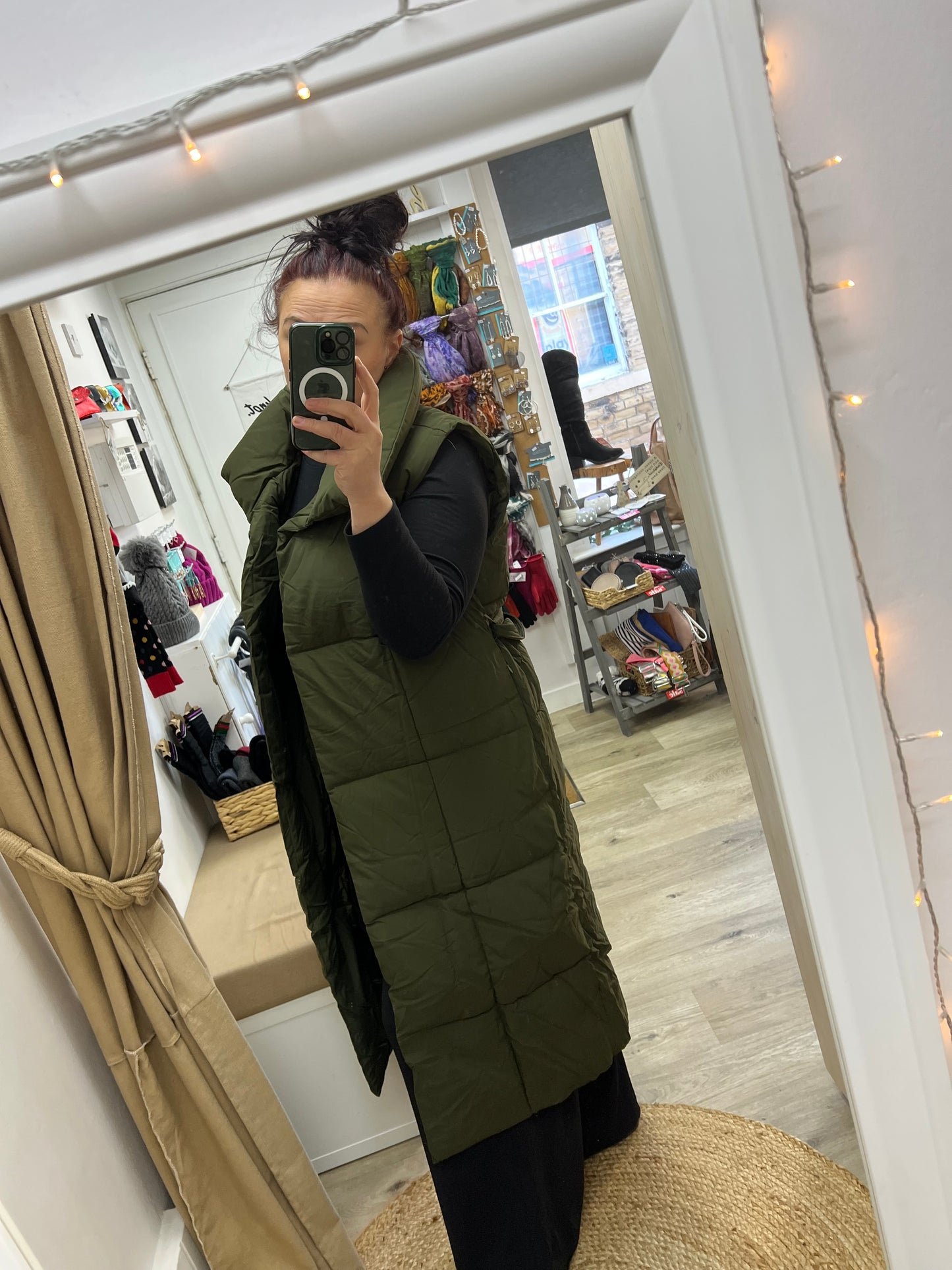 Quilted Gilet with Belt - Khaki