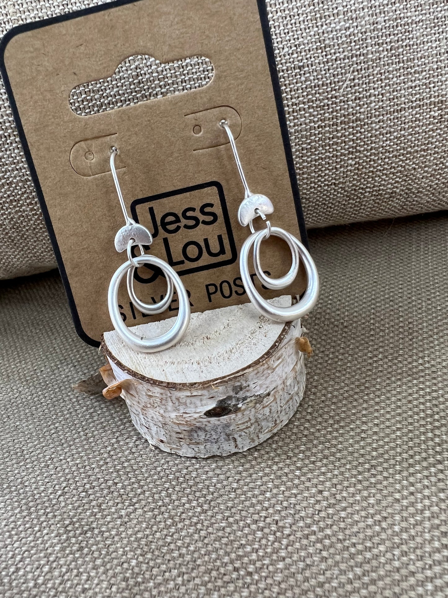 Jess & Lou Silver Plated Double Loop Drop Earrings