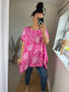 Longline Cotton Floral Top - Cerise