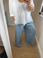 Chambray Denim Wide Leg Trousers
