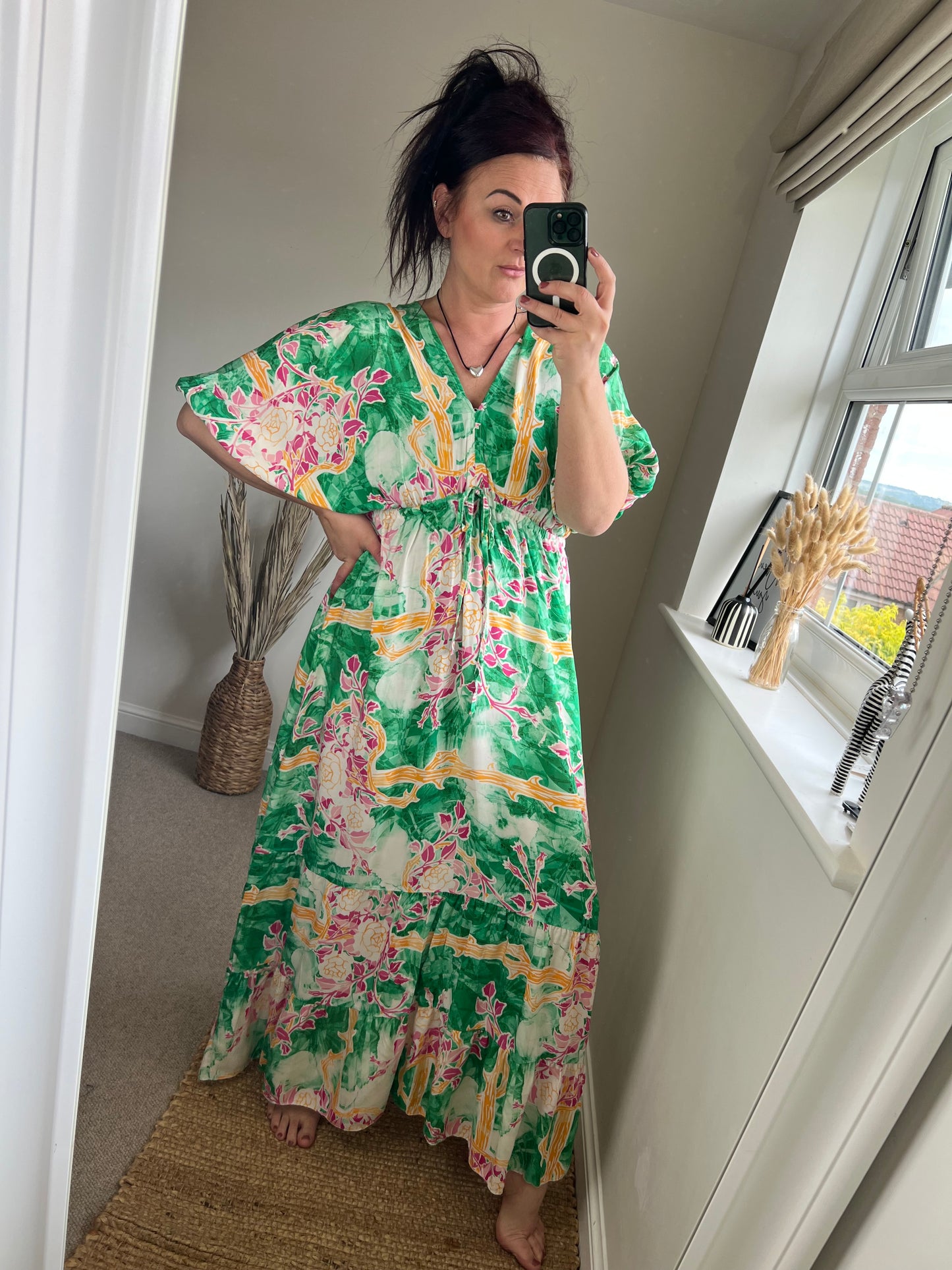 Grecian Floral Dress - Green