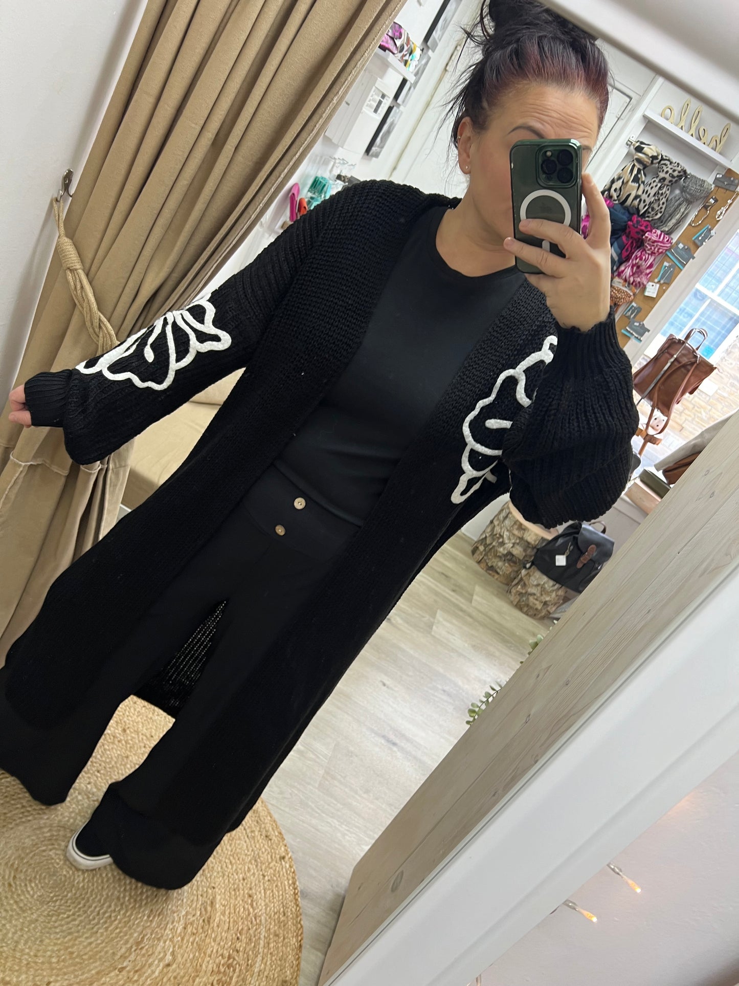 Long Balloon Sleeve Cardi - Black