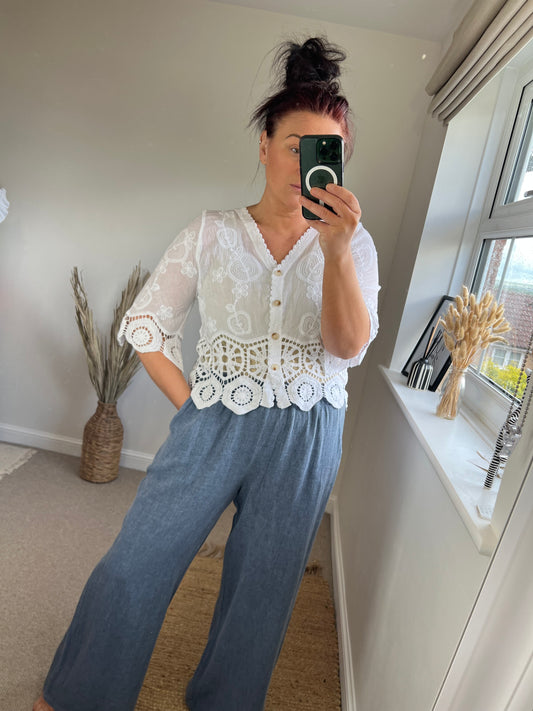 Crochet Lace Cardi - White