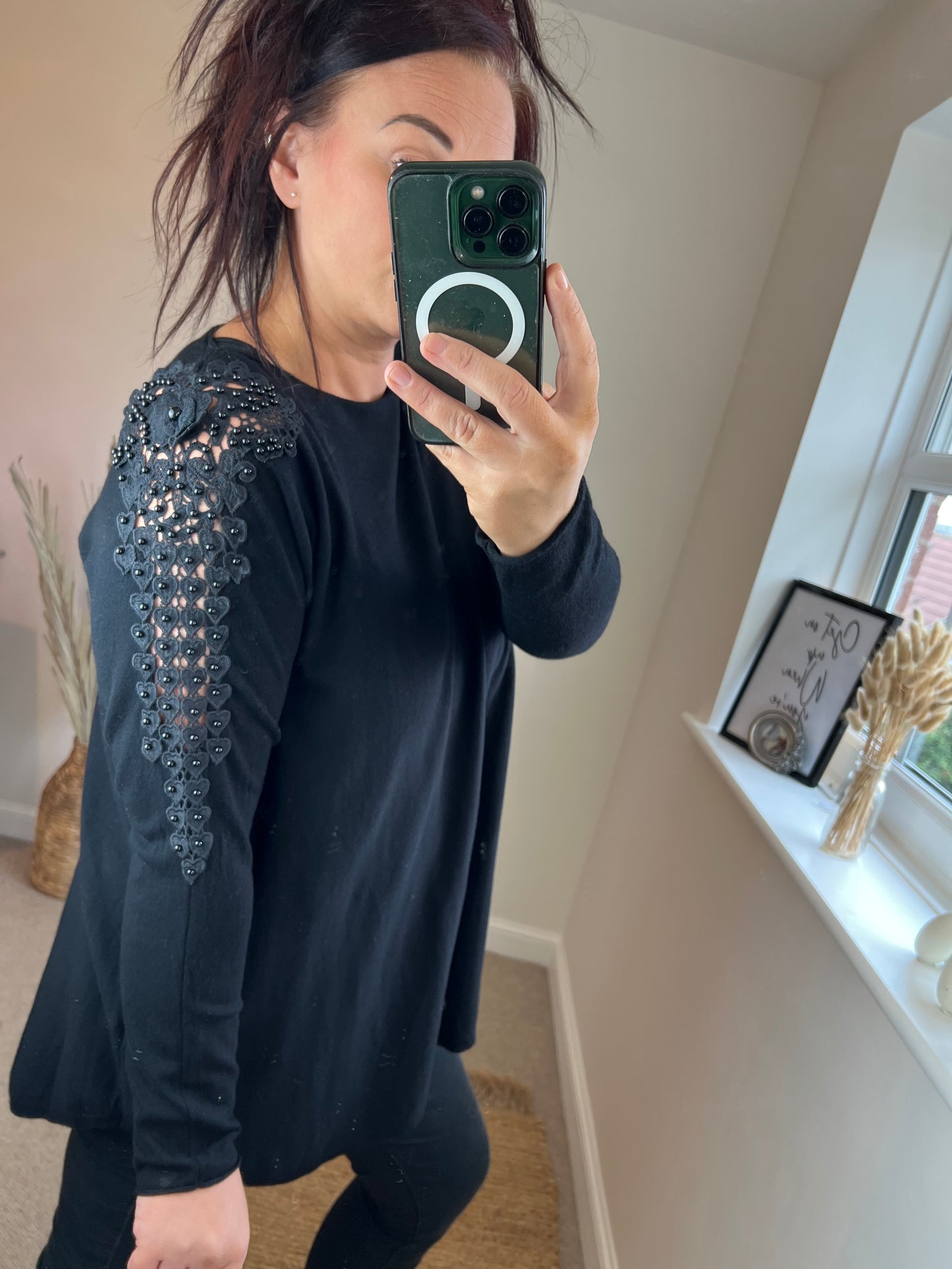 Embellished Arm Jumper - Black