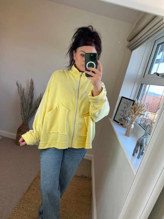 Oversized Zip Top/Jacket - Lemon