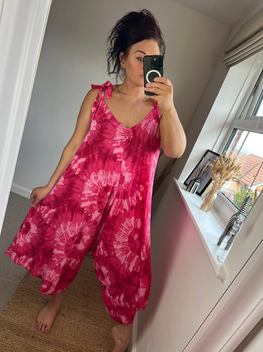 Tie Dye Jumpsuit - Cerise