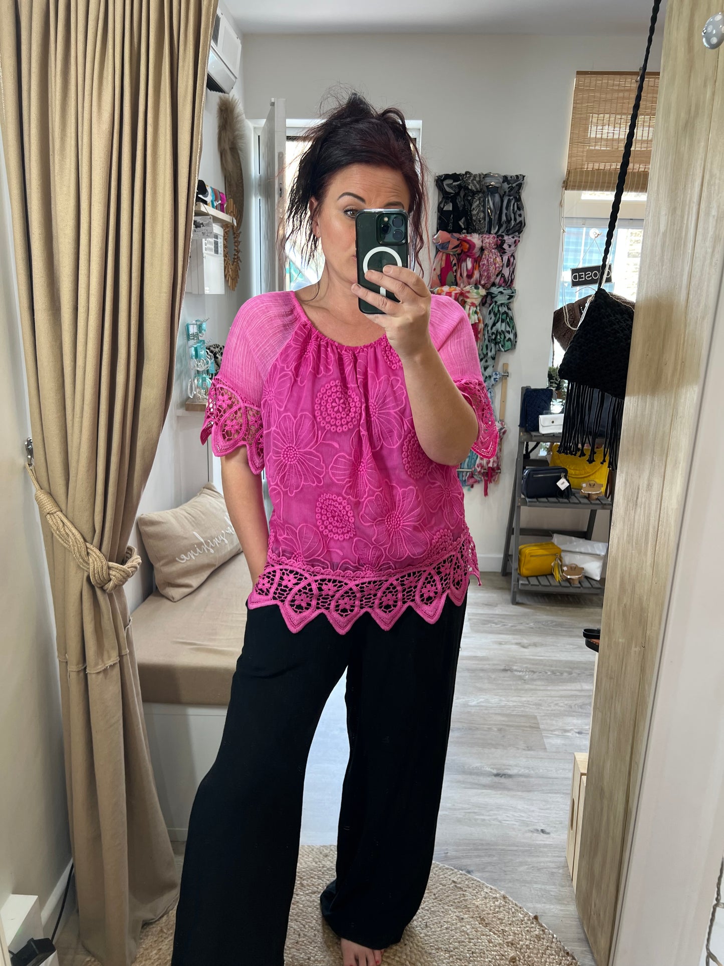 Lace Top - Cerise