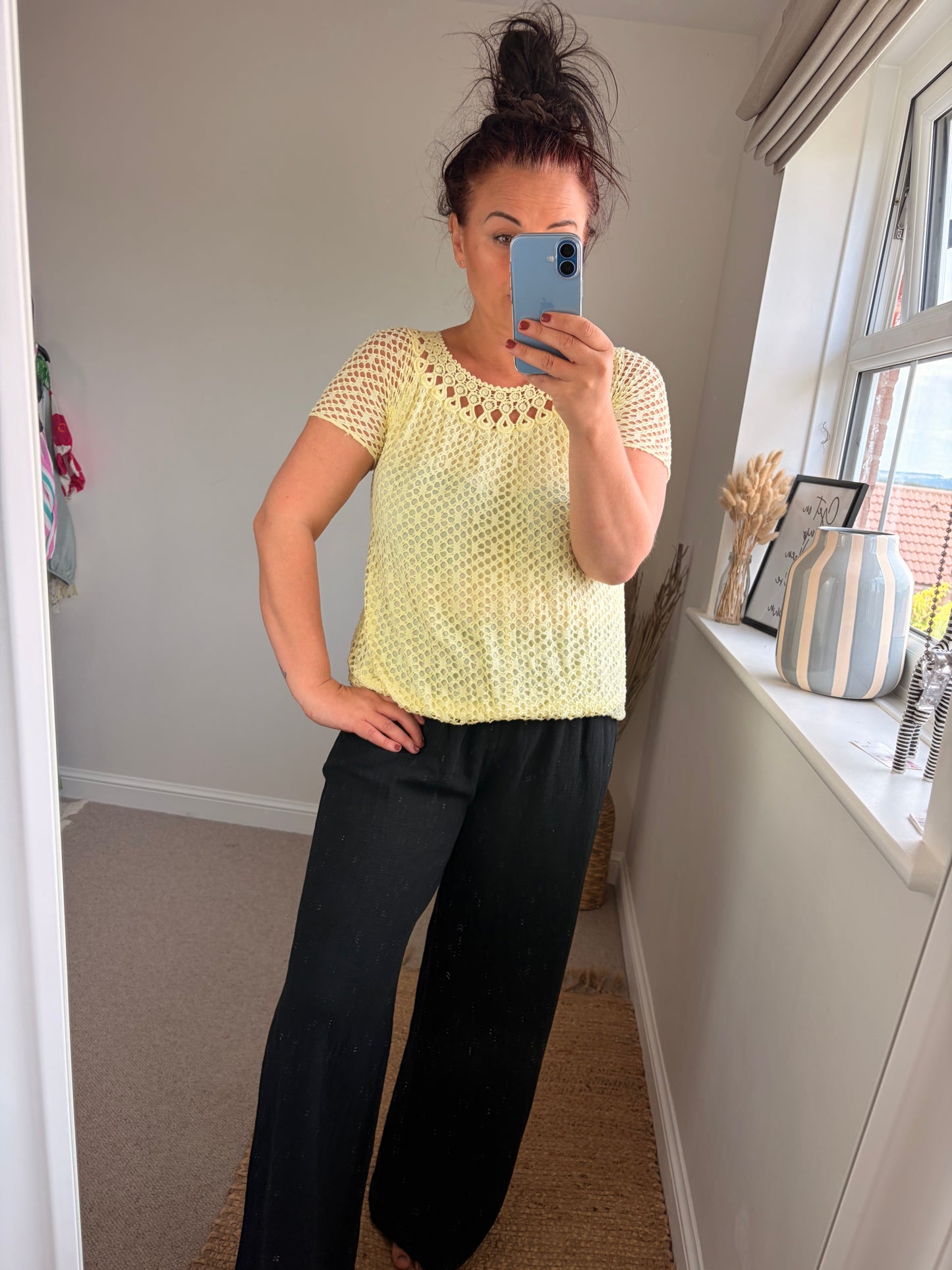 Circle Bubble Hem Top - Lemon