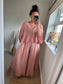 Linen Mix Floaty Trousers - Dusky Pink
