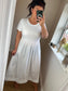Fit & Flare Midi Dress with Pockets - White
