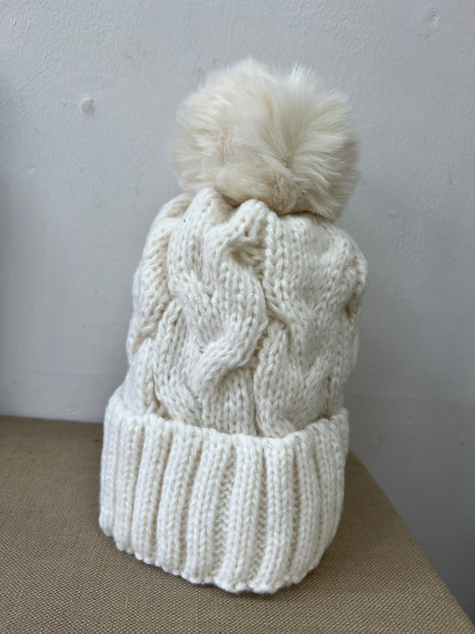 Fleece Lined Hat - Winter White