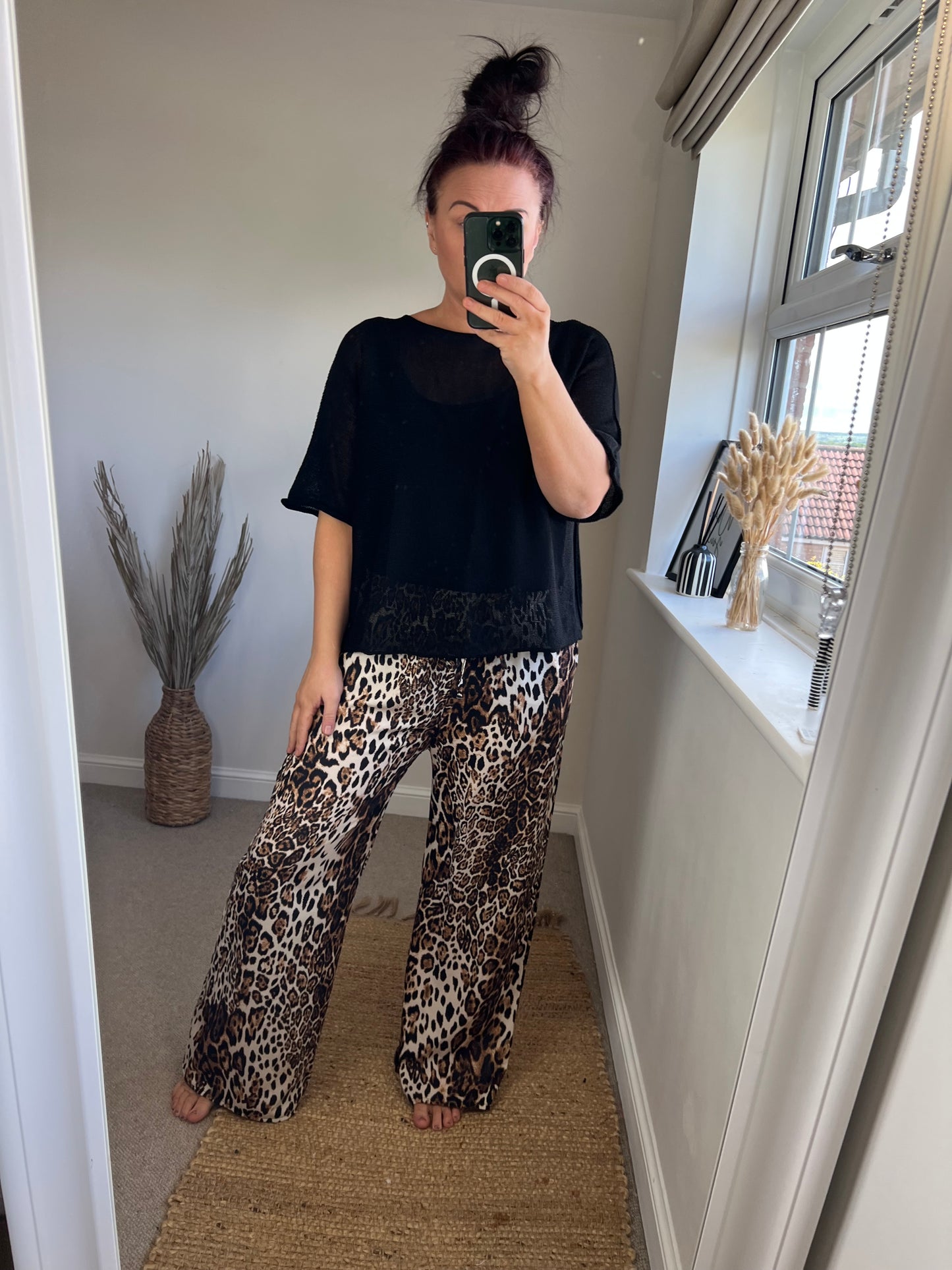 Wide Leg Trousers - Leopard