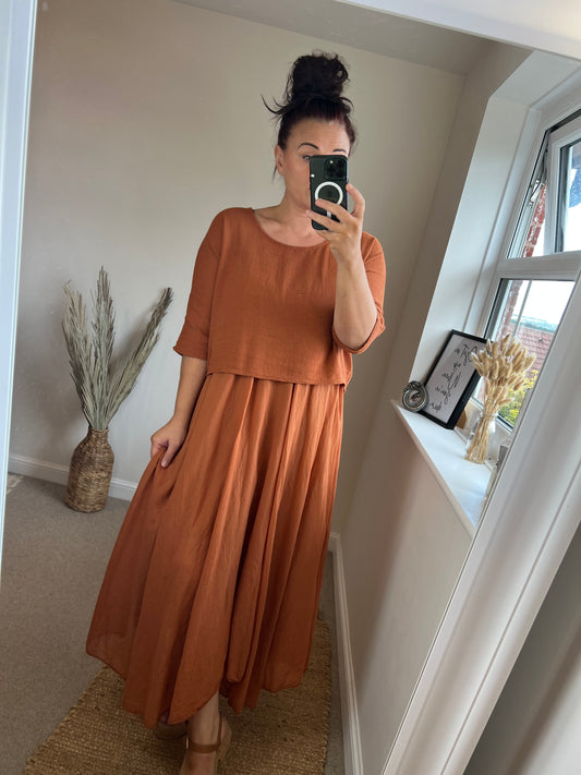 Two Piece Dress - Rust
