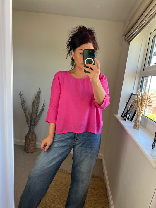 Plain Cotton Top - Cerise