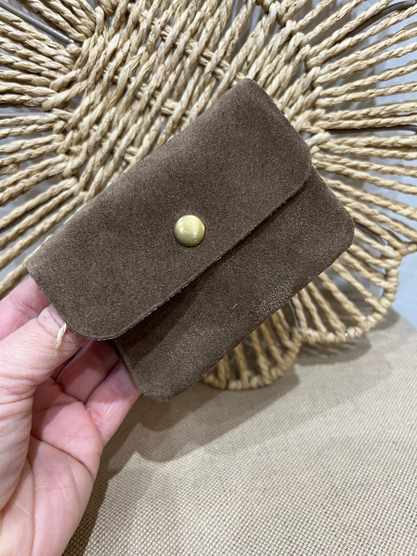 Leather Purse - Suede Taupe